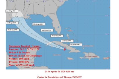 Aviso 17: Laura transita sobre el archipiélago Jardines de la Reina