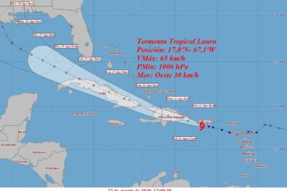 Aviso No. 6: Laura continúa su rápido avance hacia el oeste.