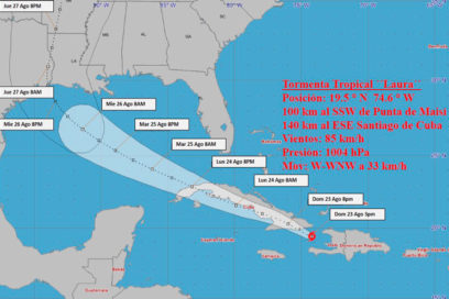 Aviso No. 12 Laura está muy próxima al oriente de Cuba