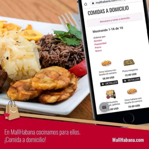 La comida a domicilio está disponible en Mallhabana. Fuente: Página de Facebook de Mallhabana