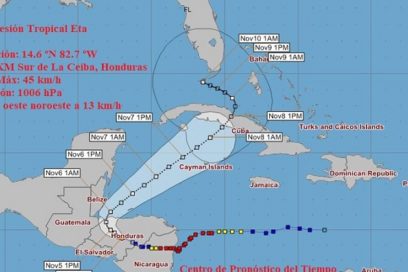 Eta próxima a salir al golfo de Honduras