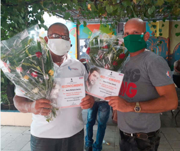 (De izquierda a derecha) Martín Rodríguez Sánchez y Genni Martínez Sibadié, innovadores destacados en el municipio Manuel Tames. Foto: Adriana Rojas Preval