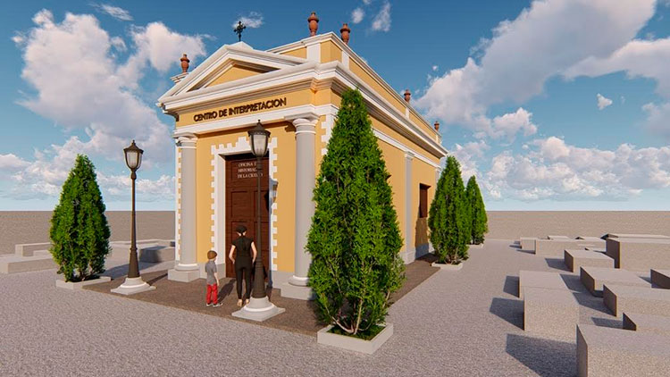 Imagen que muestra cómo quedará el exterior del Centro de Interpretación del Cementerio General de Camagüey. Foto: Gretel Díaz Montalvo