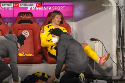 Haaland salió ayer con molestias en el tobillo.