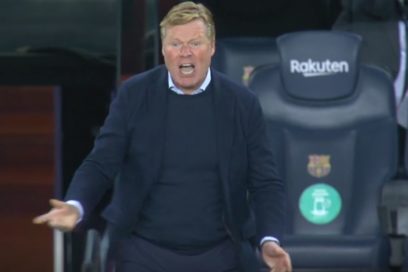 Koeman enfría su enfado con Mingueza: «El cambio no fue por enfadarme con Óscar, porque si alguien está haciendo una gran temporada es él, pero tiene que aprender cosas tácticas porque jugábamos con tres detrás. Hablamos y no hay problemas».