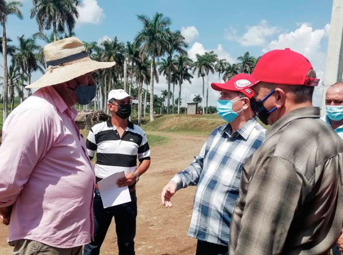 El recorrido de José Ramón Monteagudo Ruiz, integrante del Secretariado y jefe del Departamento Agroalimentario del Comité Central del Partido comenzó por la finca integral Las Nubes de Luis Rivero Peña, que pertenece a la Empresa Agroindustrial de Granos Los Palacios. Foto: Pedro Paredes Hernández