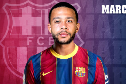 Depay se emociona tras fichar por el Barça.