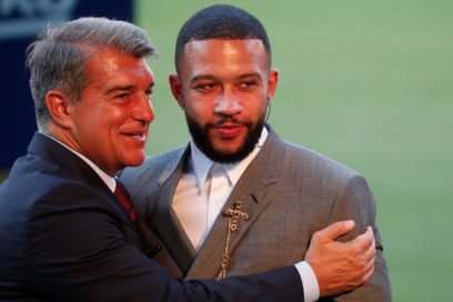 Joan Laporta, presidente del Barça, sobre Memphis Depay: “Tiene mucha personalidad dentro y fuera del campo. Necesitamos este tipo de jugadores para dar más fuerza a nuestro equipo de fútbol”, expresó.