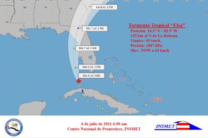 Aviso 28 (6 am): Elsa en el estrecho de La Florida