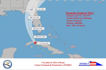 Aviso 25 (6 pm): Elsa se desplaza sobre Mayabeque