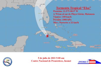 Aviso 22 (9:00 am): Elsa se aproxima a la costa sur de Matanzas