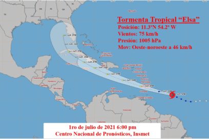 Aviso 4: Elsa se intensifica ligeramente rumbo a las Antillas Menores