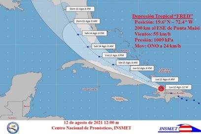 Fred se debilita y se desplaza sobre Haití