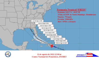 Aviso 15 (9 am): Fred en las inmediaciones de Cayo Romano, al norte de Camagüey