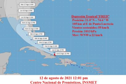 Aviso No. 8: Fred se mueve próximo a la costa norte de la región oriental