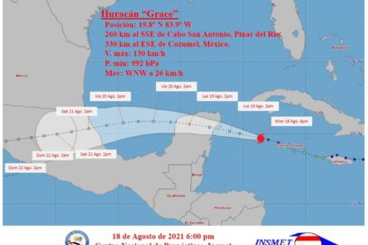 Aviso 16 Huracán Grace se intensifica ligeramente
