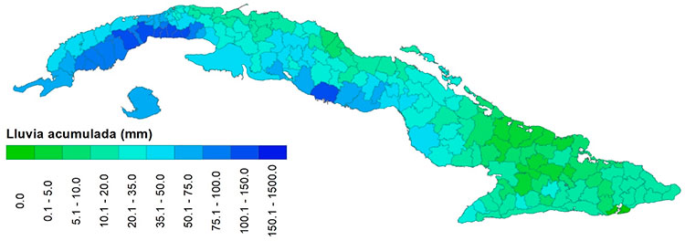 Figura 3. Pronóstico de acumulados de lluvia municipal