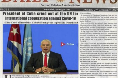 Prensa gambiana resalta llamado de Cuba en ONU a cooperación contra Covid-19, y fin del bloqueo