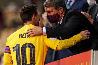 Laporta sobre el tema Messi: «Sí tuve la esperanza de que a última hora Messi dijera que jugaría gratis. Eso me hubiera gustado y me hubiera convencido. Entiendo que la Liga lo hubiera aceptado. Pero no se lo podemos pedir a un jugador de su nivel».