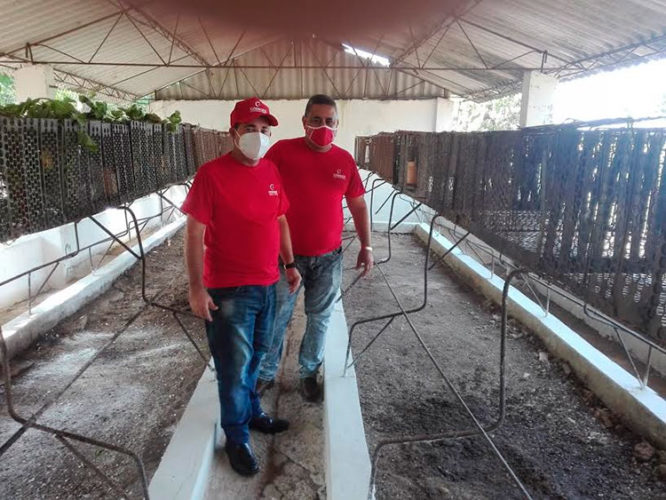 Misael Rodríguez Llanes, secretario general del SNTC (en primer plano), durante el recorrido por una de las entidades. Foto: Cortesía SNTC