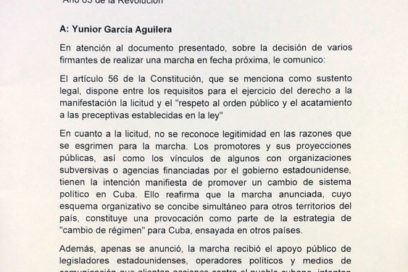 Respuesta a la solicitud de marcha con carácter desestabilizador el próximo noviembre (+ Texto y Video)