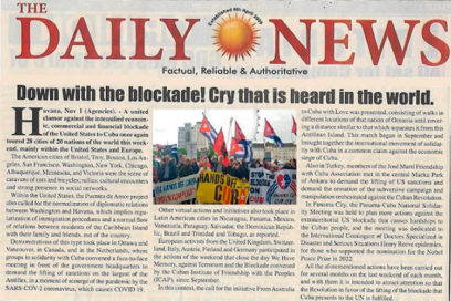 “¡Abajo el bloqueo! Clamor que se escucha en el mundo”, titula hoy diario gambiano