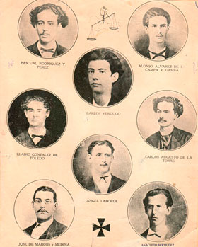 Orla que recuerda a los ocho estudiantes fusilados.