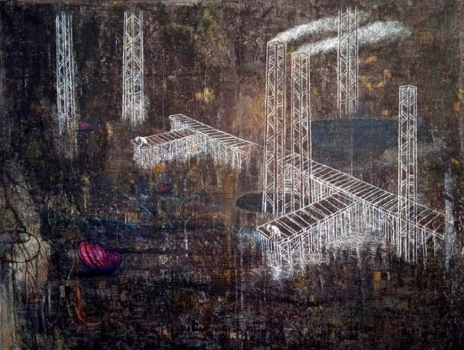 Déjá vu, 2021, acrílico sobre lienzo, 156x200 cm. Foto: Cortesía de Agustín Bejarano Caballero