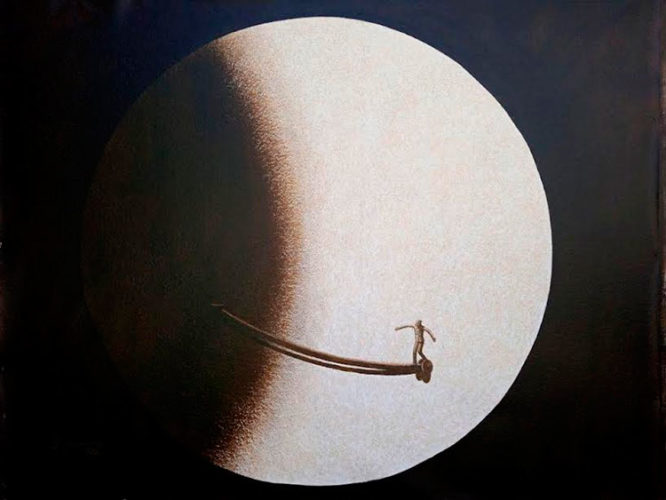 El próximo paso, 2021, acrílico sobre lienzo, 156x200 cm. Foto: Cortesía de Agustín Bejarano Caballero