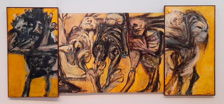 Ni muertos, 1962. Óleo sobre tela. Panel izquierdo: 165 x 91 cm, panel del centro: 148,5 x 195 cm, panel derecho: 165,4 x 91 cm.