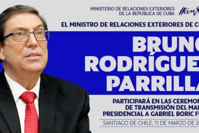 Arribó canciller de Cuba a Chile para toma de posesión de Boric