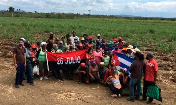 Con renovado espíritu patriótico santiagueras y santiagueros se movilizan para apoyar la producción de alimentos. Foto: Tomada del perfil de Facebook de Sheila Catá Navarro