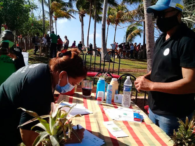 Teresa Amarelle, secretaria de la FMC, participa este domingo en una actividad que une a la mujer y la agroecología en Artemisa. Foto: Yudaisis Moreno Benítez