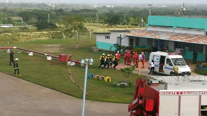 Varias acciones se desarrollaron en la Base de Depósito de Gas Licuado Camagüey como parte del ejercicio Meteoro. Foto: Cortesía de Cupet Camagüey