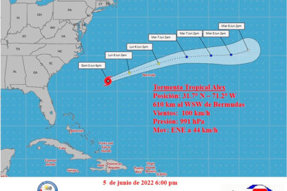 Tormenta tropical Alex se acerca a Bermudas