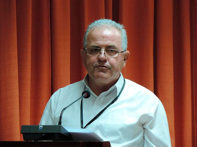 Michalis Papanikolaou, secretario general de la UITBB en apertura de reunión del Comité Ejecutivo en La Habana. Foto: Yimel Díaz Malmierca