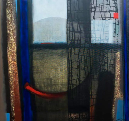Circulando el cuadrado; acrílico sobre lienzo, 115x121cm. 2020. Foto: José Omar Torres
