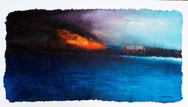 Duele Matanzas; acrílico sobre papel manufacturado, 58x118cm, 2022. Foto: Cortesía de José Omar Torres