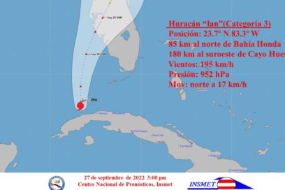 Aviso de ciclón tropical No. 21 (12 m): Ian se aleja de la región occidental de Cuba