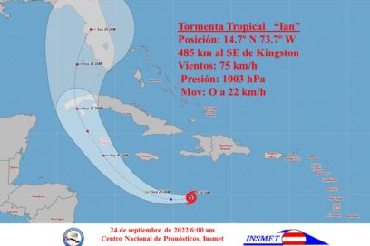 AVISO DE CICLON TROPICAL (6 AM): vientos máximos de 75 kilómetros por hora
