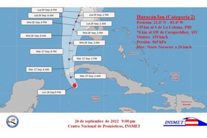 Aviso 18 (12:01 am): Ian ha continuado intensificándose