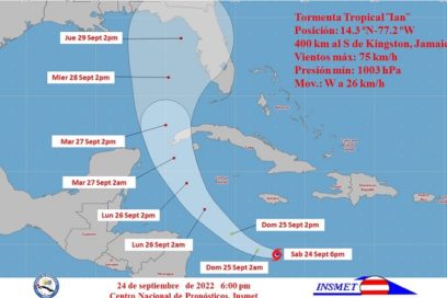 Tormenta tropical Ian sobre el Caribe central