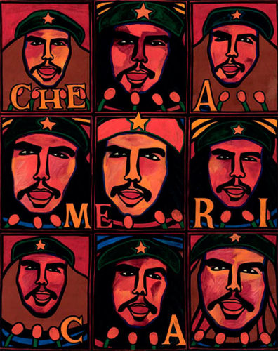 El pintor cubano Raúl Martínez legó una de las más significativas obras inspiradas en Ernesto Guevara: Fénix, de 1968.