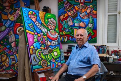 Felicita Díaz-Canel a Alfredo Sosabravo en su cumpleaños