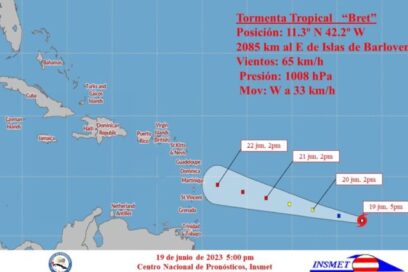 AVISO DE CICLÓN TROPICAL No.2: Depresión tropical No.3 se convirtió en la tormenta tropical Bret