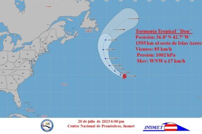 Tormenta tropical Don se fortalece ligeramente en el Atlántico norte