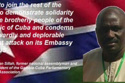 Político gambiano condena acto terrorista contra embajada de Cuba en EEUU