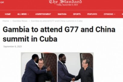 Amplio destaque en prensa sobre asistencia de Gambia a Cumbre G77 y China en Cuba