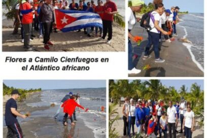 Flores a Camilo Cienfuegos en el Atlántico africano