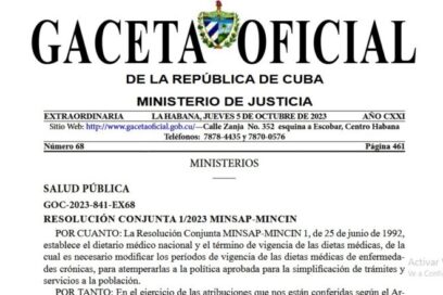 Gaceta Oficial: nueva norma para dietas por enfermedades crónicas